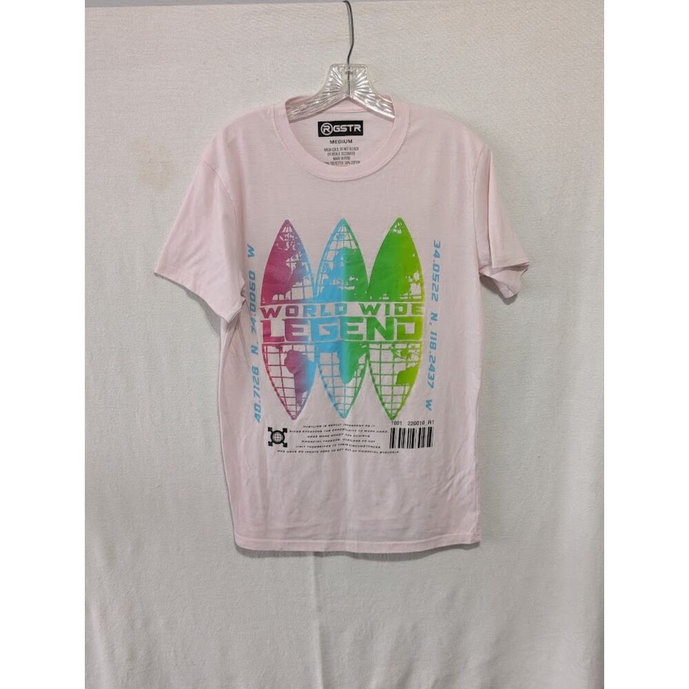 GSTR Raw World Wide Legend Graphic Print Pink T-Shirt Size Medium